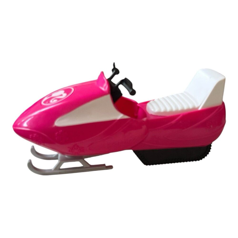 Barbie Pink Snowmobile Winter Adventure Vehicle Snowflake Details Hot Pink